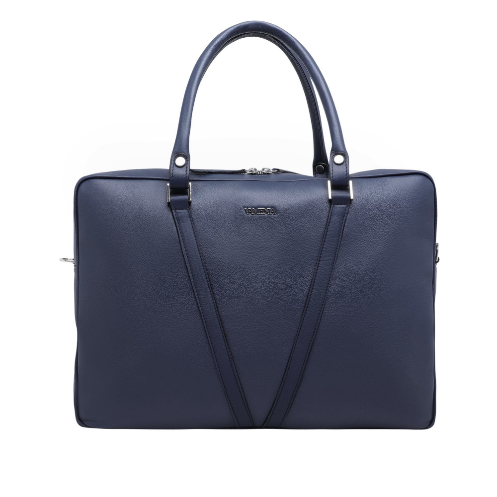 Briefcase made of smooth calf leather dark blue